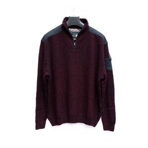 Viyella Mens Zip Mock Pullover Size 2X Wool Blend Maroon w Gray Accents Big Tall